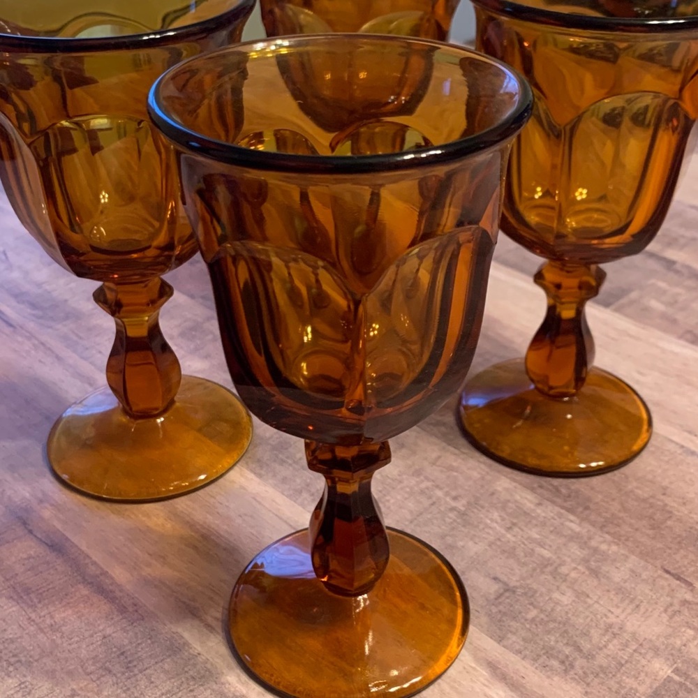Set of 2 Amber Glasses Goblets